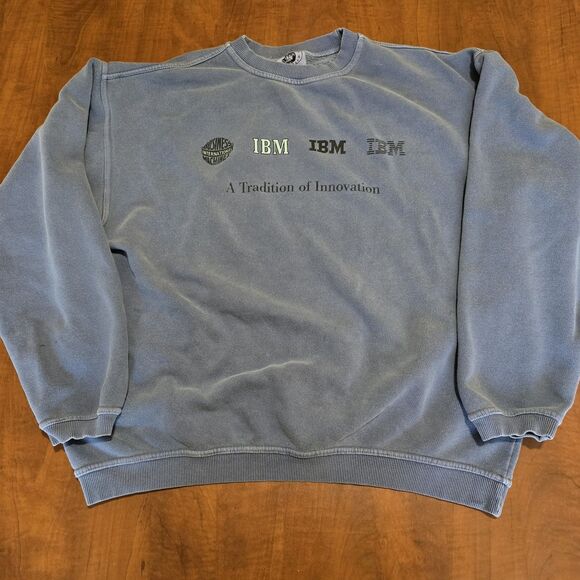 Authentic Pigments Vintage 90s IBM Crew Neck Ringspun Cotton Tech Sweatshirt L